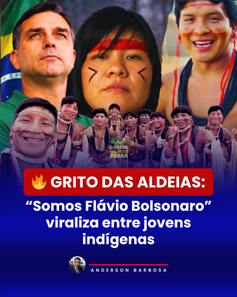 Jovens indígenas com celulares e pinturas tradicionais viralizam nas redes sociais ao declarar apoio a Flávio Bolsonaro em aldeias brasileiras